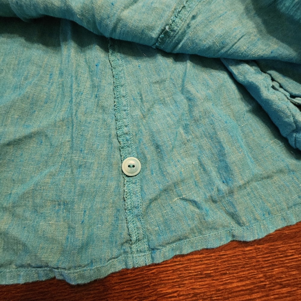Flax Button Front 100% Linen Top Small - image 6